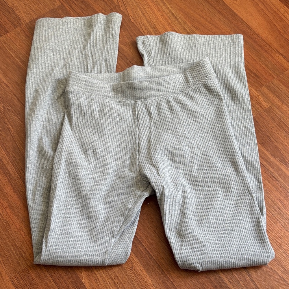 Gray PINK Ribbed Flared Leggings